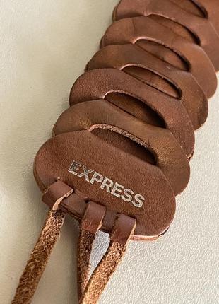 Кожаный плетеный ремень на завязки бренд exspress