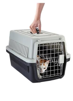 Переноска для кошек и собак контейнер для авиа перелётов и транспортировки животных с металлическими