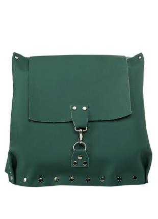Городской кожаный рюкзак шикарного зеленого цвета2 фото