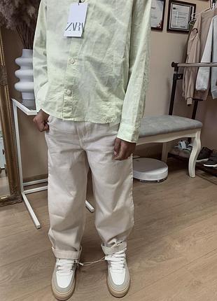 Рубашка zara лен 8,9,10,11 лет
