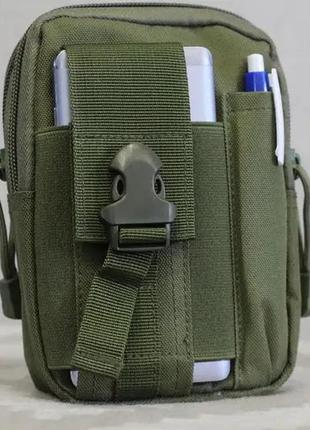 Тактическая сумка-органайзер на пояс система molle турция подсумок для телефона кордура хаки10 фото