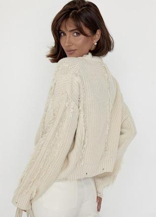 Базовый вязаный свитер светер джемпер стильный тренд зара zara объемный оверсайз oversize с дирками рванка2 фото