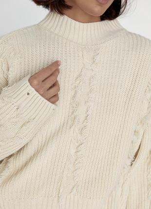 Базовый вязаный свитер светер джемпер стильный тренд зара zara объемный оверсайз oversize с дирками рванка4 фото