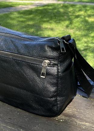 Женская сумка через плечо 10186 кросс-боди на несколько отделов черная3 фото
