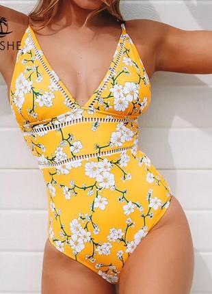 Стильний жіночий суцільний купальник cupshe в жовтому кольорі, розмір m