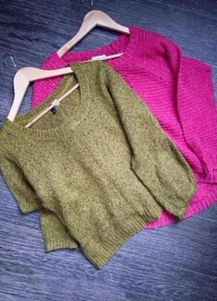 Теплий в'язаний светр гірчичного кольору розмір м