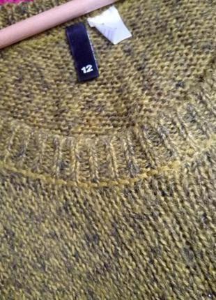Теплый вязаный свитер горчичного цвета размер м3 фото