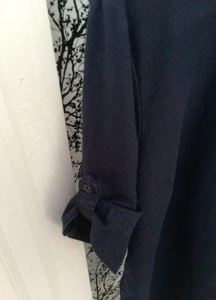 Стильная льняная блуза mango цвет темно синий состав лен размер l стройнит ид сост3 фото