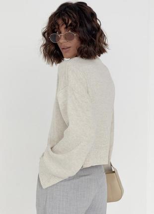 Базовый вязаный кофта укороченная свитер мирер джемпер стильный тренд зара zara объемный оверсайз oversize2 фото