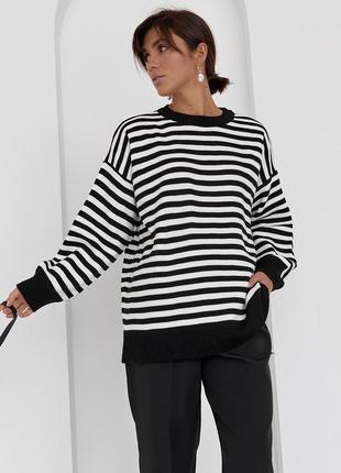 Базовая кофта в полоску полоску тельняшка свитер светер джемпер стильный тренд зара zara объемный оверсайз oversize3 фото