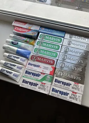 Зубные пасты marvis biorepair colgate, dontodent, odol-med3 elmex италия отбеливание6 фото