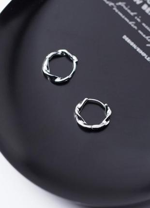 Сережки кільця класичні стрічка мебіуса, сережки конго маленькі мінімалізм, срібло 925 проби4 фото