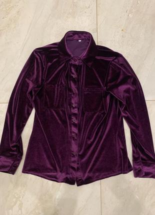 Велюровая рубашка кофта с пуговицами пижама