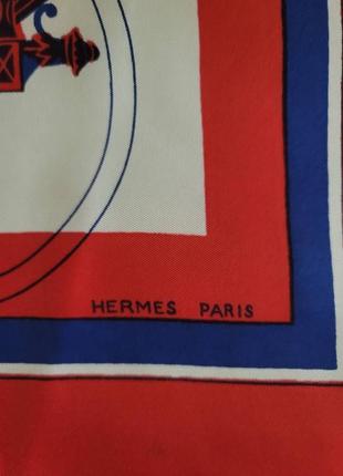 Hermès оригинал шелковый платок люкс бренд узнаваемый принт кареты8 фото