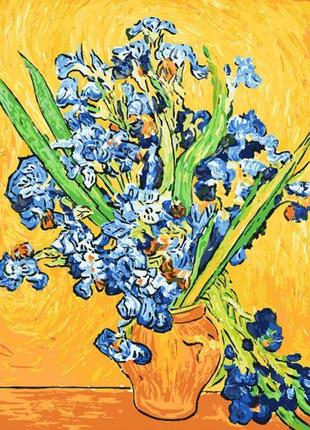 Картина за номерами іриси у вазі. ван гог, у термопакеті 40*50 см, тм ідейка, україна