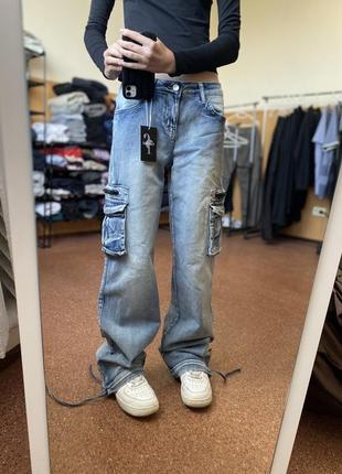 Baggy jeans, cargo, карго джинсы с карманами новые, y2k, pinterest, grange4 фото