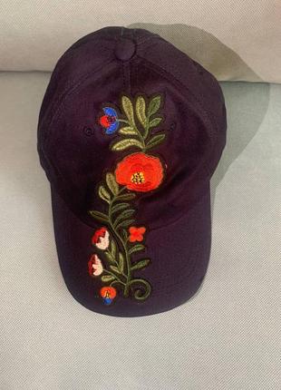 Кепка бейсболка цветы flowers black blue черная с красным baseball cap