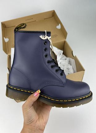 Ботинки dr. martens 1460 smooth leather 27139403 indigo (фиолетовые), оригинальные ботинки др мартенс женские1 фото