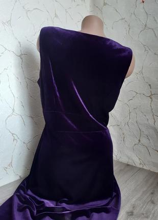 Вечернее длинное платье велюр фиолетовое 50-522 фото