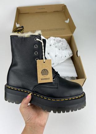 Ботинки dr. martens jadon fur lined black pisa 25637001 черные, оригинальные ботинки др мартенс женские жадон на утепленные