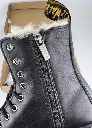 Черевики dr. martens jadon fur lined black pisa 25637001 чорні, оригінальні черевики др мартенс жіночі жадон на утеплені4 фото