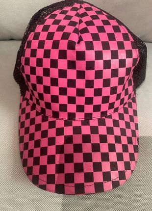 Кепка бейсболка checkerboard pink black checker board baseball cap тракер сітка