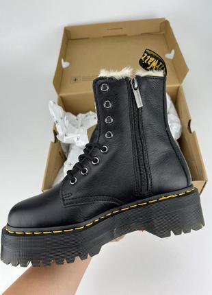 Черевики dr. martens jadon fur lined black pisa 25637001 чорні, оригінальні черевики др мартенс жіночі жадон на утеплені3 фото
