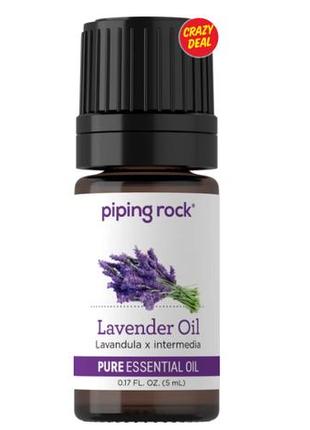 Эфирное масло лаванды, lavender pure essential oil от piping rock, 5 мл