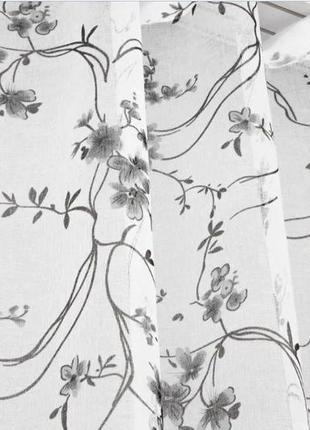 Вишуканий тюль батист "flora". колір білий з чорним5 фото