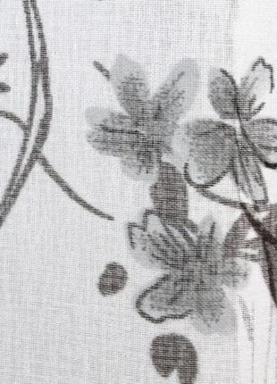Вишуканий тюль батист "flora". колір білий з чорним6 фото