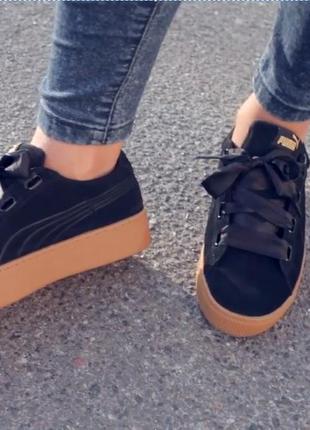 Кроссовки женские черные кеды кросівки жіночі кеди puma vikky platform ribbon р.37,5🇻🇳10 фото