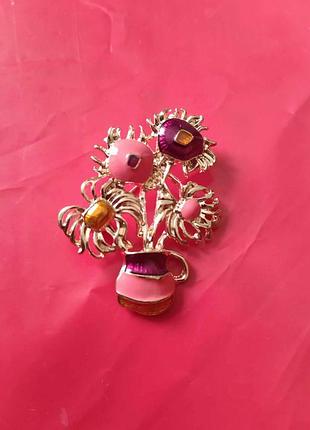 Брошь ваза с подсолнухами в стиле ван гога