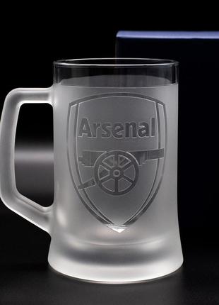 Подарочный бокал для пива 670 мл  с гравировкой фк арсенал arsenal fc  football club