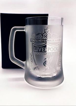 Подарочный бокал для пива 670 мл с гравировкой фк ливерпуль liverpool fc
