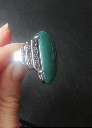 Винтажный стиль, кольцо с зеленым камнем в стразах, 18 р,, новое! арт. 52264 фото