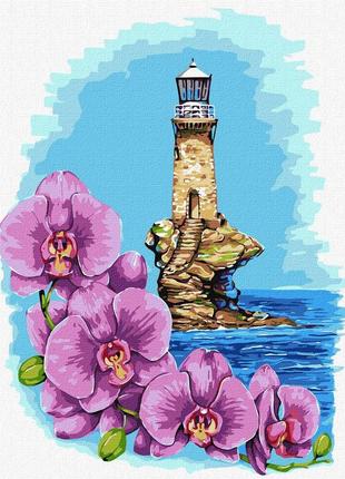 Картина за номерами маяк з орхідеями, у термопакеті 30*40 см, тм ідейка, україна