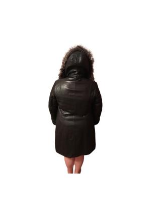 Натуральная дубленка курточка пальто на цигейке с капюшоном 3 xl6 фото