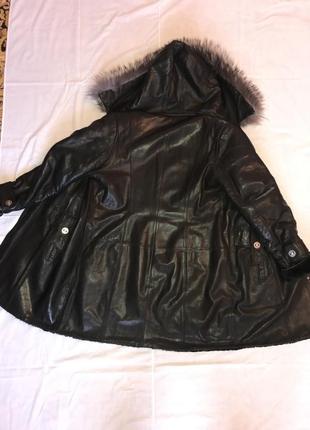 Натуральная дубленка курточка пальто на цигейке с капюшоном 3 xl3 фото