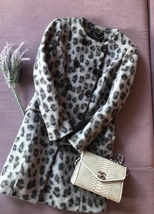 Актуальное шерстяное  леопардовое пальто only ( не секонд)