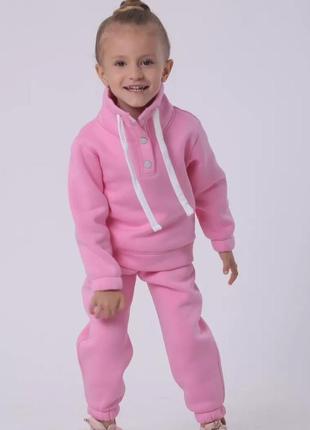Костюм дитячий спортивний, теплий бавовняний трикотажний, для дівчинки, на подарунок, рожевий колір барбі