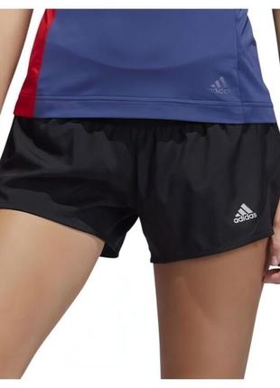 Спортивные беговые женские шорты велосипедки черные двойные adidas shorts running10 фото