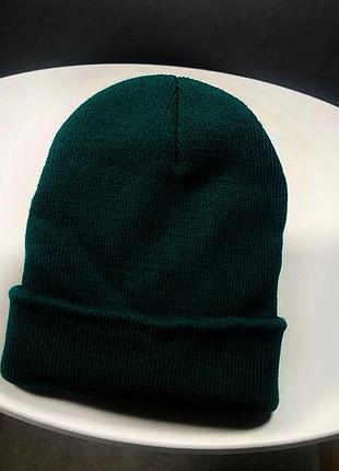 Шапка однотонна (класична) зелена, унісекс wuke one size