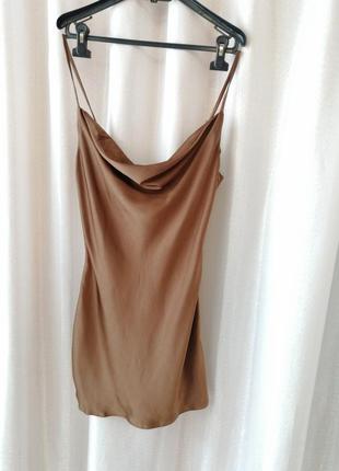 Сукня майка комбінація в білизняному стилі атласспадає по фігурі складка на грудях збоку прихований3 фото