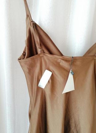 Сукня майка комбінація в білизняному стилі атласспадає по фігурі складка на грудях збоку прихований5 фото