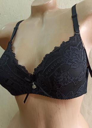 Milasi бюстгальтер ліфчик чорний на пушапі з мереживом р 85с 90с