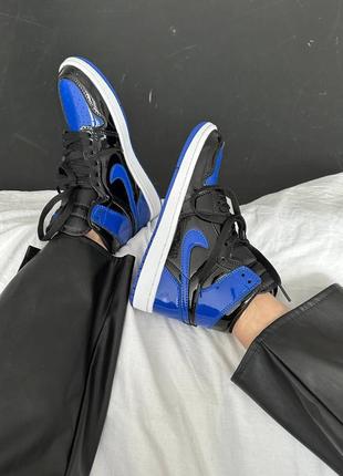 Sale   кросовки в стиле  nike air jordan retro 1 “patent royal blue” premium2 фото