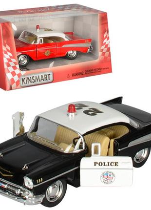 Машина — метал. kinsmart chevrolet corvette fire chiff 1957, 1:40, в кор. 16*8,5*7,5см