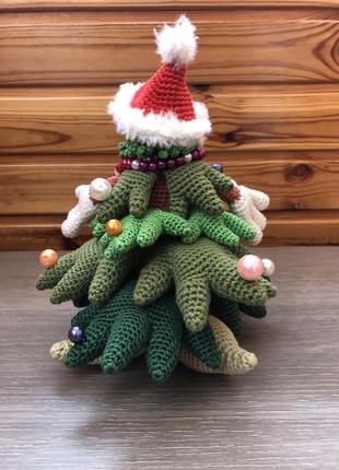 Вязаная крючком игрушка елочка с мешочком