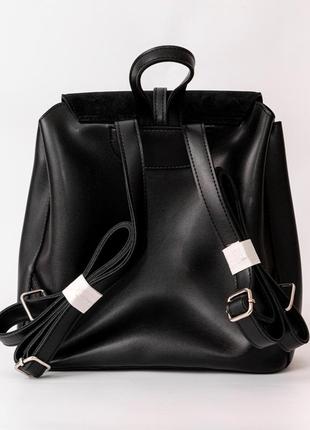 Женский рюкзак черный замш рюкзак городской рюкзак на каждый день базовый рюкзак классический рюкзак3 фото