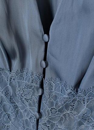 Атласная блуза с легким блеском h&m синяя размер 402 фото